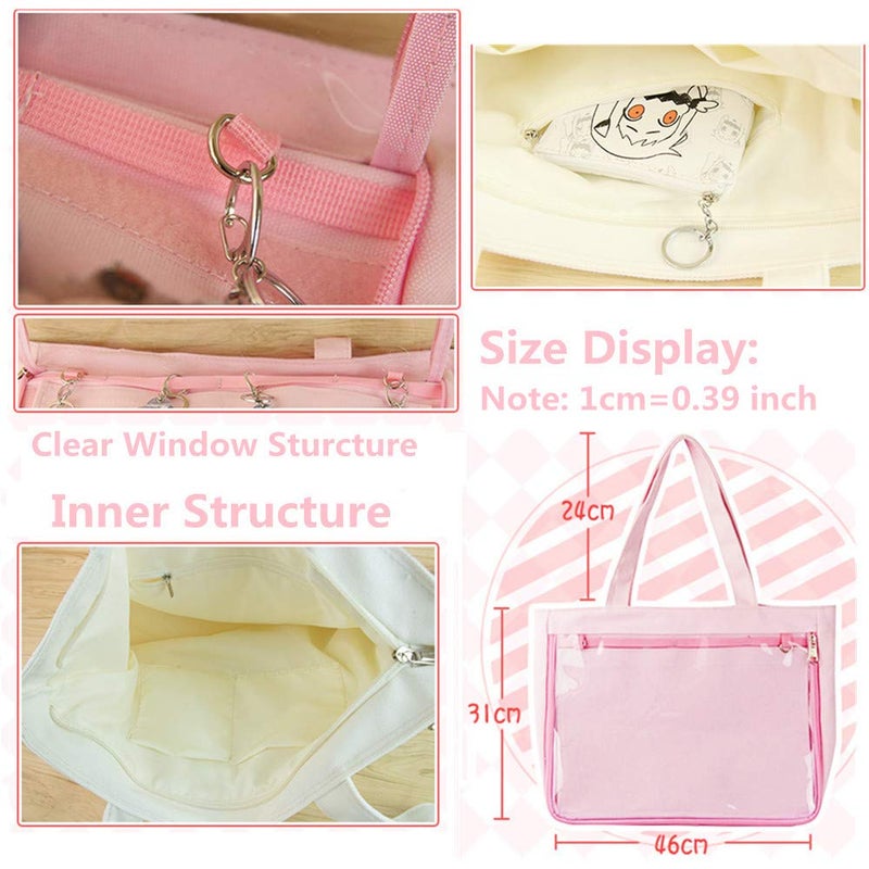 AlwaySky Ita Tote Bag Clear Window for Pins Shoulder Bag Handbag Bag DIY, Cosplay Stachel Tote Purple - Image 5